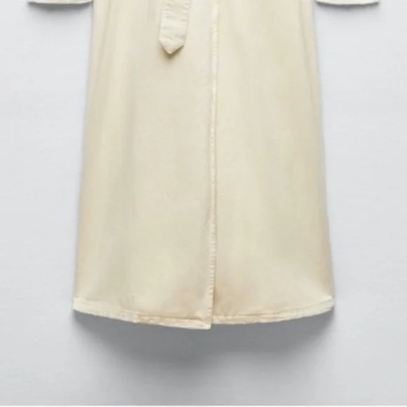 ZARA BELTED COTTON TOPCOAT TRENCH COAT - Picture 12 of 15